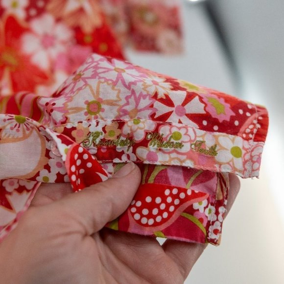 Robert Graham bold  print blouse with Pink, red & green flowers embroidery | S - Picture 3 of 8